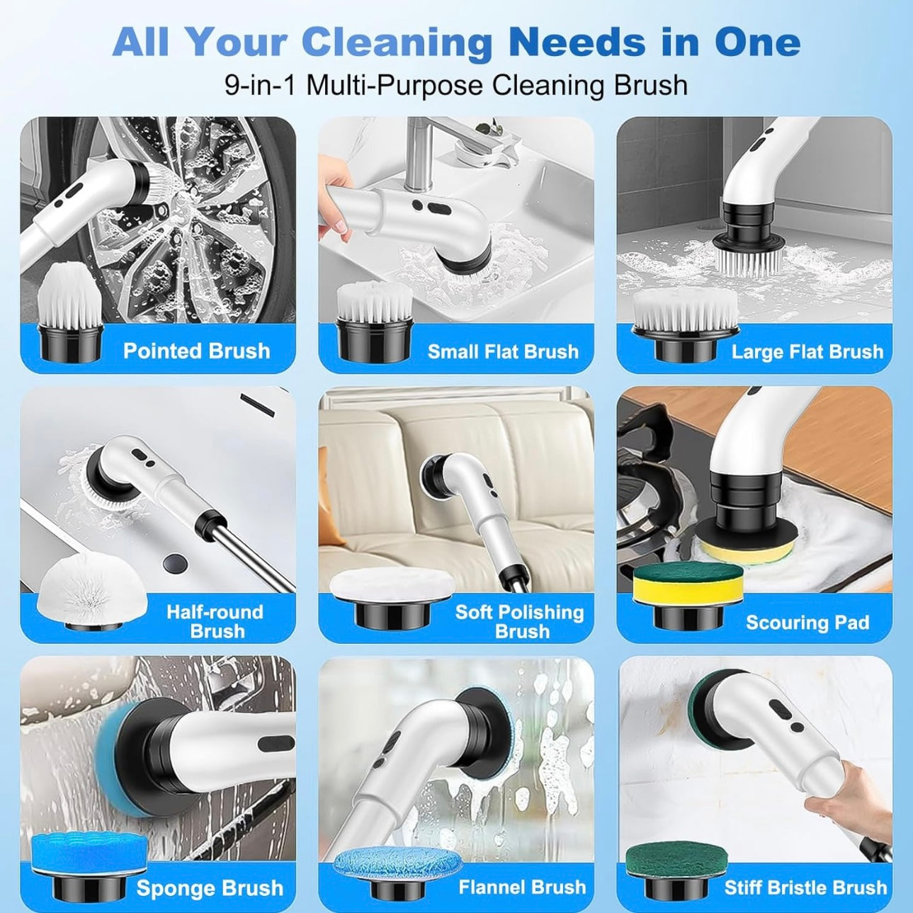 AuraMagnus™ PowerSpin Pro 9-in-1 Electric Scrubber