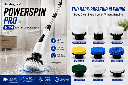 AuraMagnus™ PowerSpin Pro 9-in-1 Electric Scrubber
